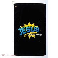 Christian Gift Jesus Is My Superhero Fun Comic Book Golf Towel thumb 0