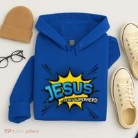 Christian Gift Jesus Is My Superhero Fun Comic Book Hoodie thumb 4