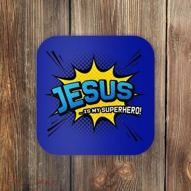 Christian Gift Jesus Is My Superhero Fun Comic Book Coaster