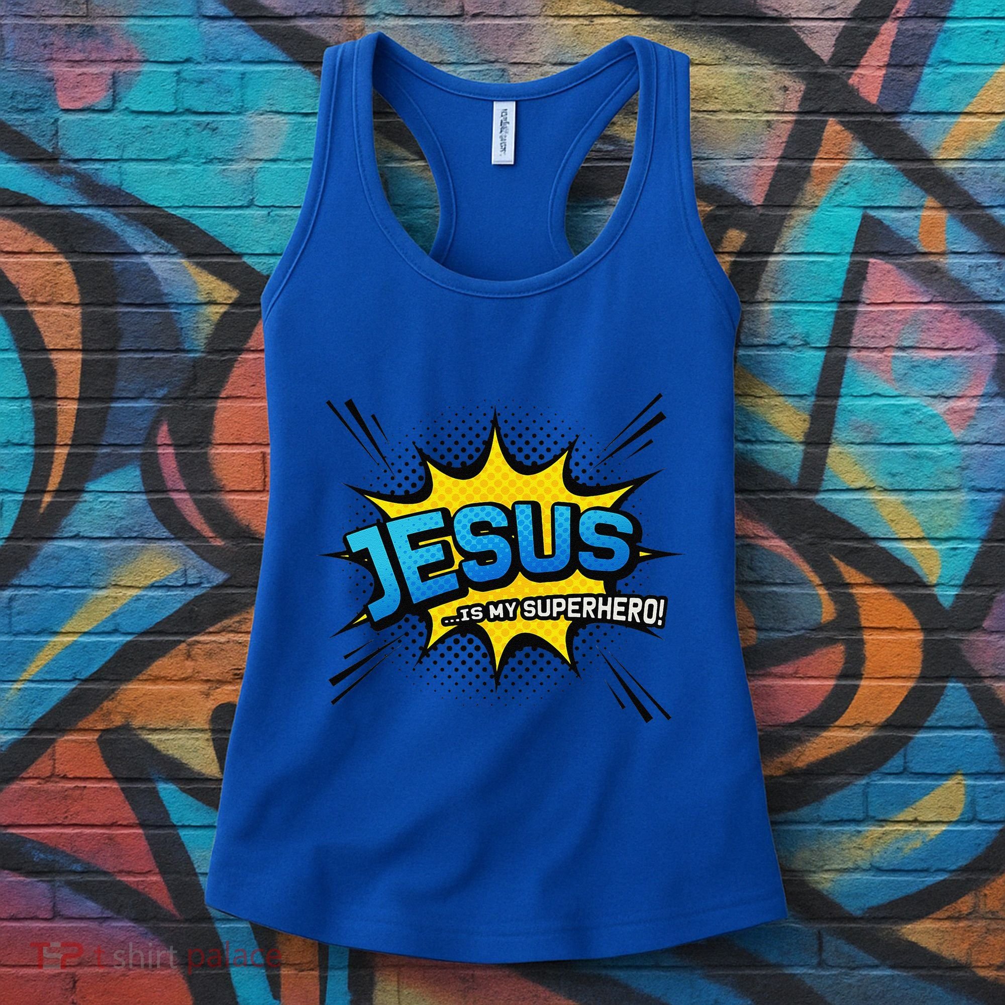 Christian Gift Jesus Is My Superhero Fun Comic Book Women's Tank Top