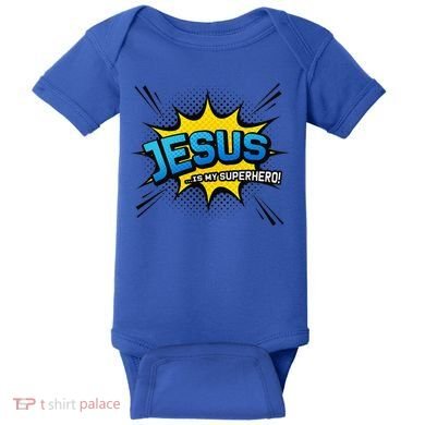 Christian Gift Jesus Is My Superhero Fun Comic Book Baby Bodysuit
