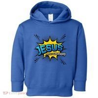 Christian Gift Jesus Is My Superhero Fun Comic Book Toddler Hoodie thumb 0