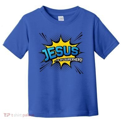 Christian Gift Jesus Is My Superhero Fun Comic Book Toddler T-Shirt