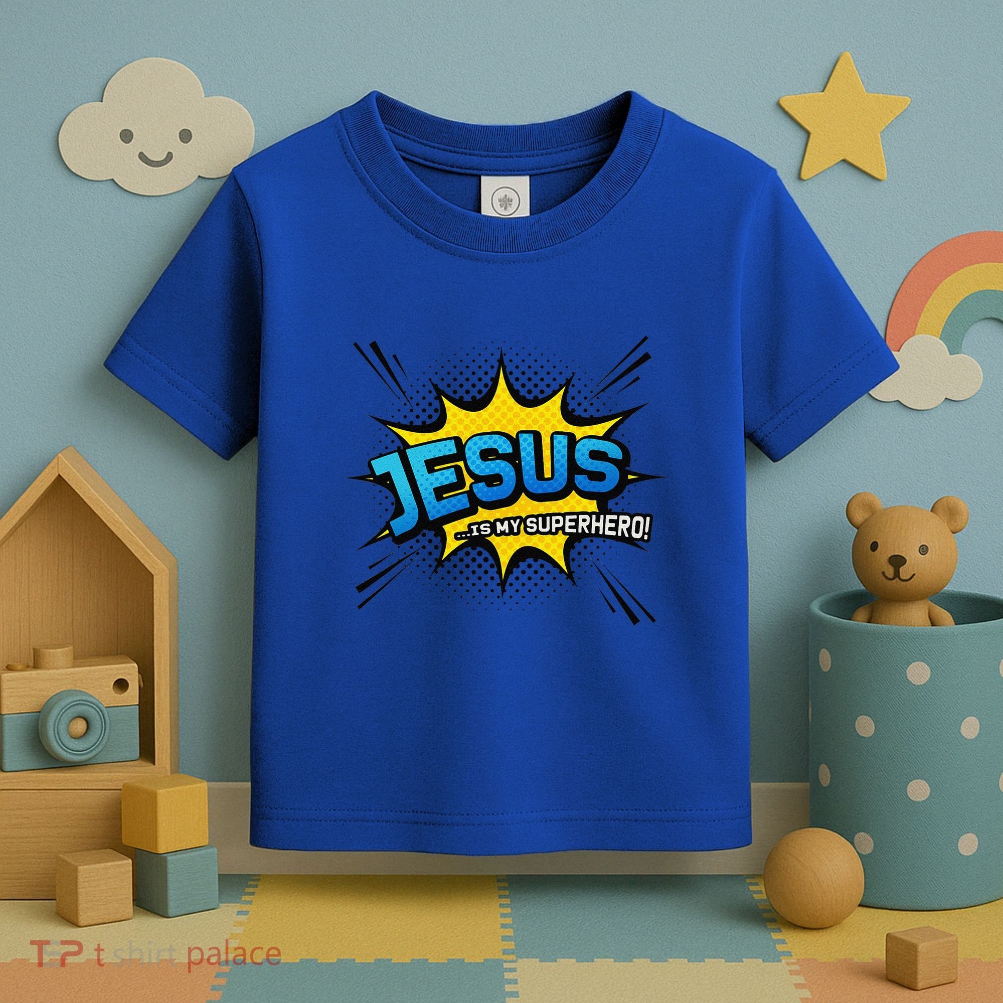 Christian Gift Jesus Is My Superhero Fun Comic Book Toddler T-Shirt