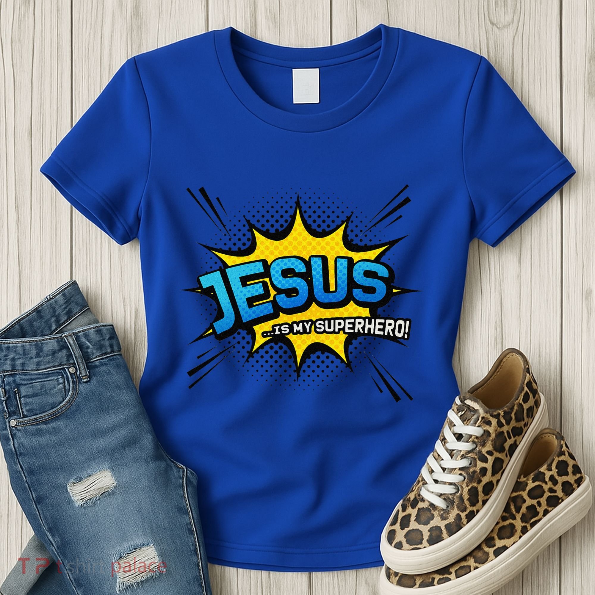 Christian Gift Jesus Is My Superhero Fun Comic Book Women's T-Shirt