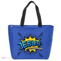 Christian Gift Jesus Is My Superhero Fun Comic Book Tote Bag thumb 0