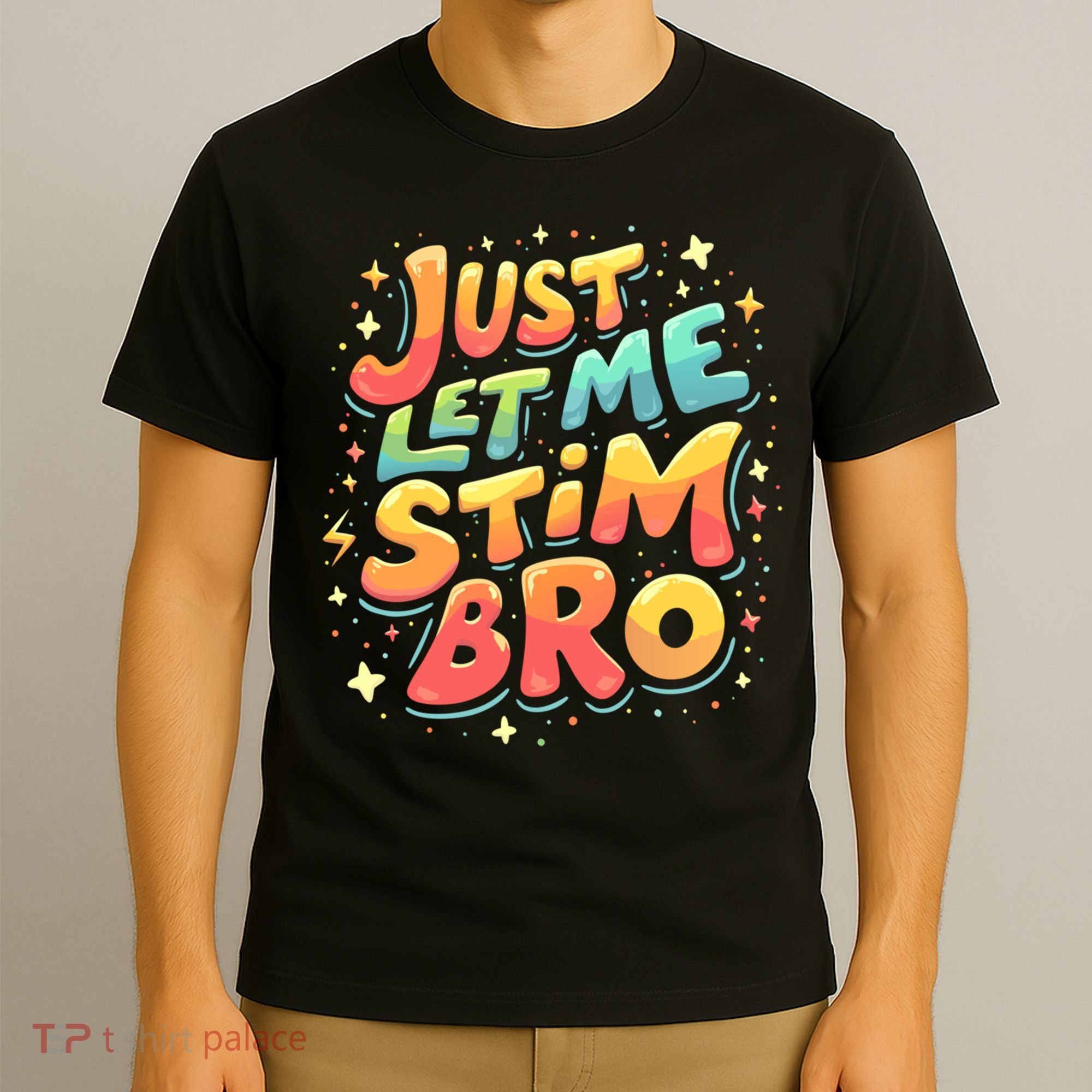 Cute Gift Just Let Me Stim Bro Groovy  Funny Autism Awareness  T-Shirt