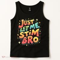 Cute Gift Just Let Me Stim Bro Groovy  Funny Autism Awareness  Tank Top thumb 2