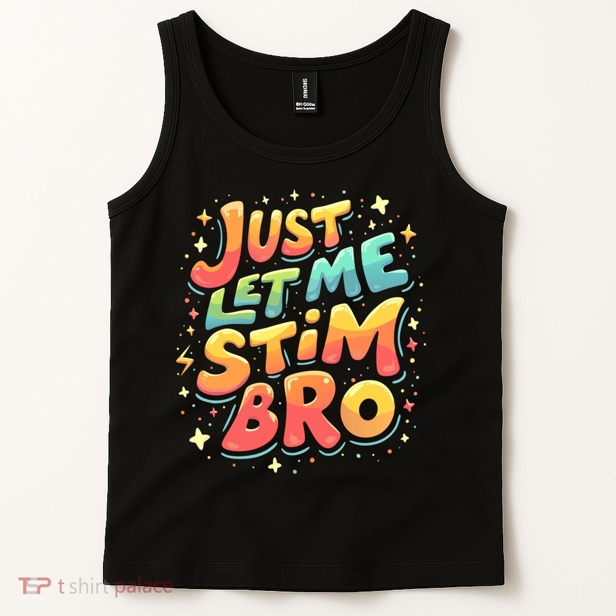 Cute Gift Just Let Me Stim Bro Groovy  Funny Autism Awareness  Tank Top