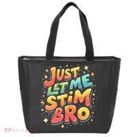 Cute Gift Just Let Me Stim Bro Groovy  Funny Autism Awareness  Tote Bag thumb 0