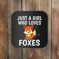 Cute Gift Just A Girl Who Loves Foxes Cute Fox Costume Coaster thumb 0