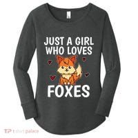Cute Gift Just A Girl Who Loves Foxes Cute Fox Costume Women's Perfect Tri Tunic Long Sleeve Shirt thumb 0