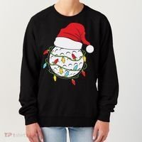 Christmas Golf Lights Santa Hat Funny Xmas Holiday Women's Sweatshirt thumb 0