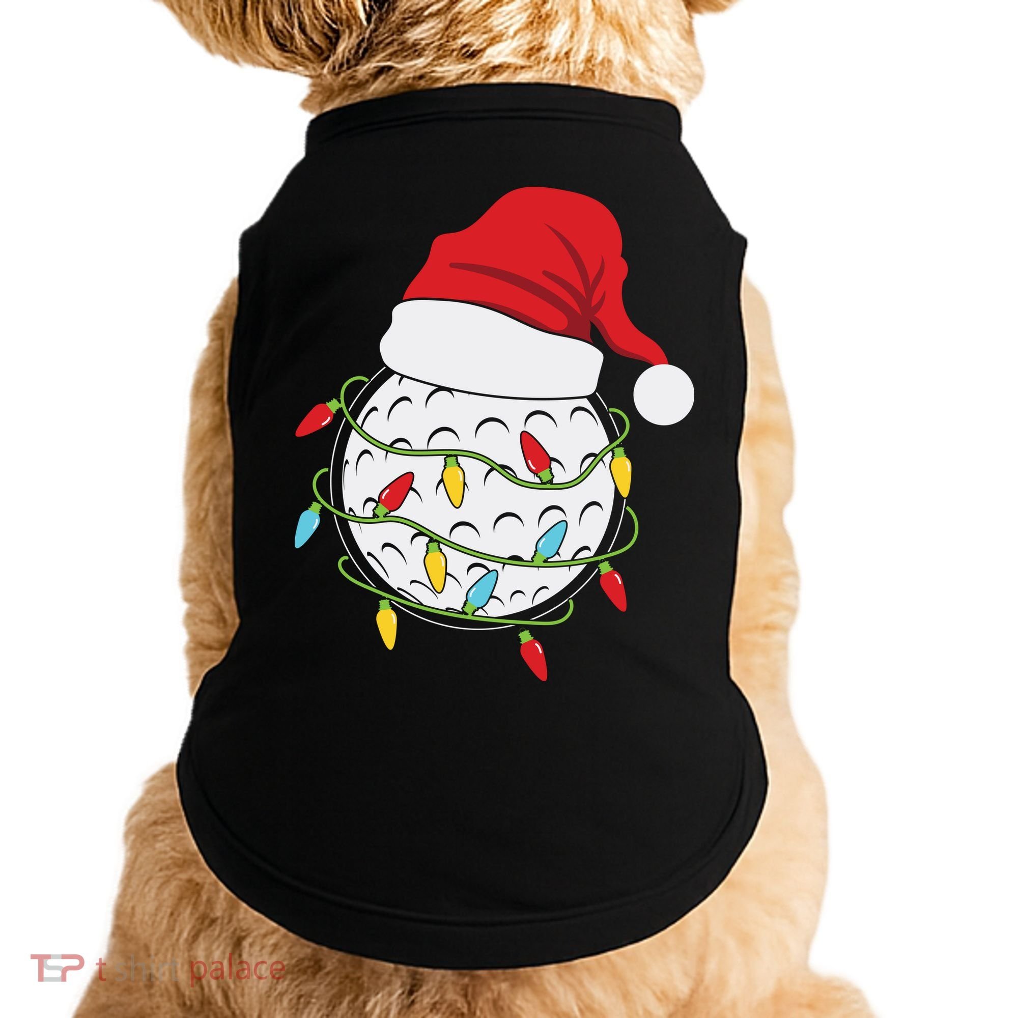 Christmas Golf Lights Santa Hat Funny Xmas Holiday Doggie Tank