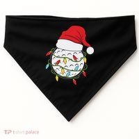 Christmas Golf Lights Santa Hat Funny Xmas Holiday USA-Made Doggie Bandana thumb 0