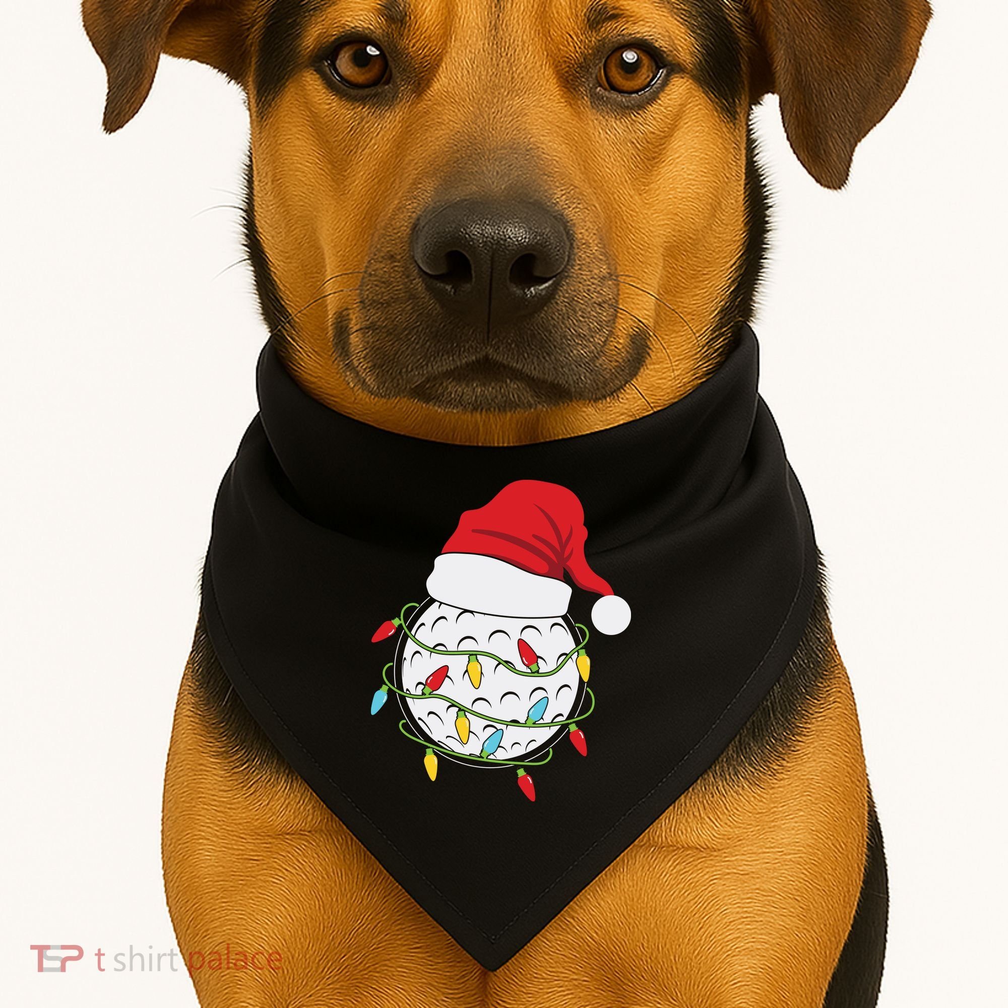 Christmas Golf Lights Santa Hat Funny Xmas Holiday USA-Made Doggie Bandana