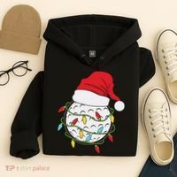 Christmas Golf Lights Santa Hat Funny Xmas Holiday Hoodie thumb 4