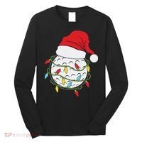 Christmas Golf Lights Santa Hat Funny Xmas Holiday Long Sleeve Shirt thumb 0