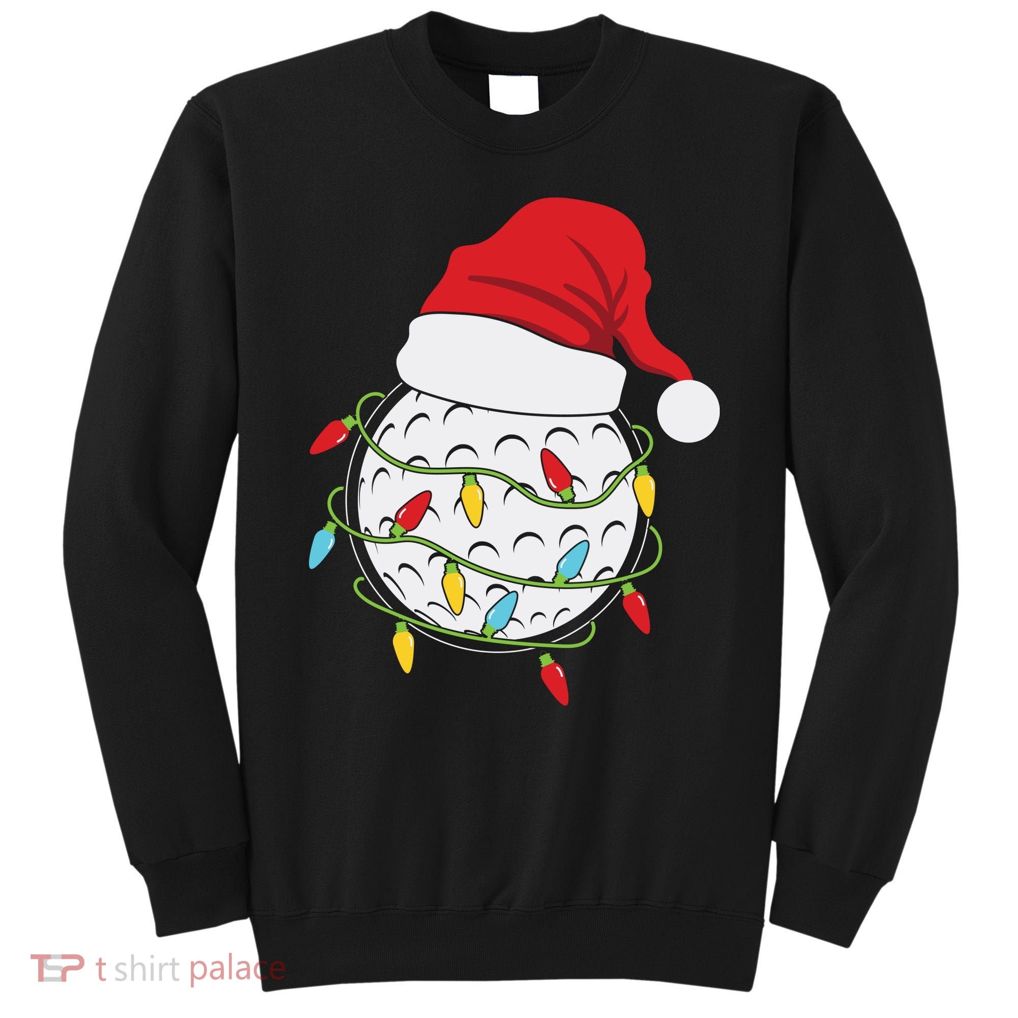 Christmas Golf Lights Santa Hat Funny Xmas Holiday Sweatshirt