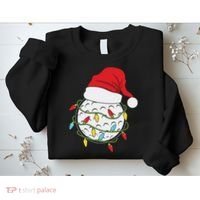 Christmas Golf Lights Santa Hat Funny Xmas Holiday Sweatshirt thumb 2