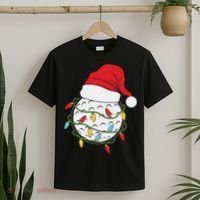Christmas Golf Lights Santa Hat Funny Xmas Holiday T-Shirt thumb 2