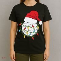 Christmas Golf Lights Santa Hat Funny Xmas Holiday T-Shirt thumb 4