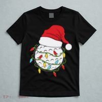 Christmas Golf Lights Santa Hat Funny Xmas Holiday T-Shirt thumb 5
