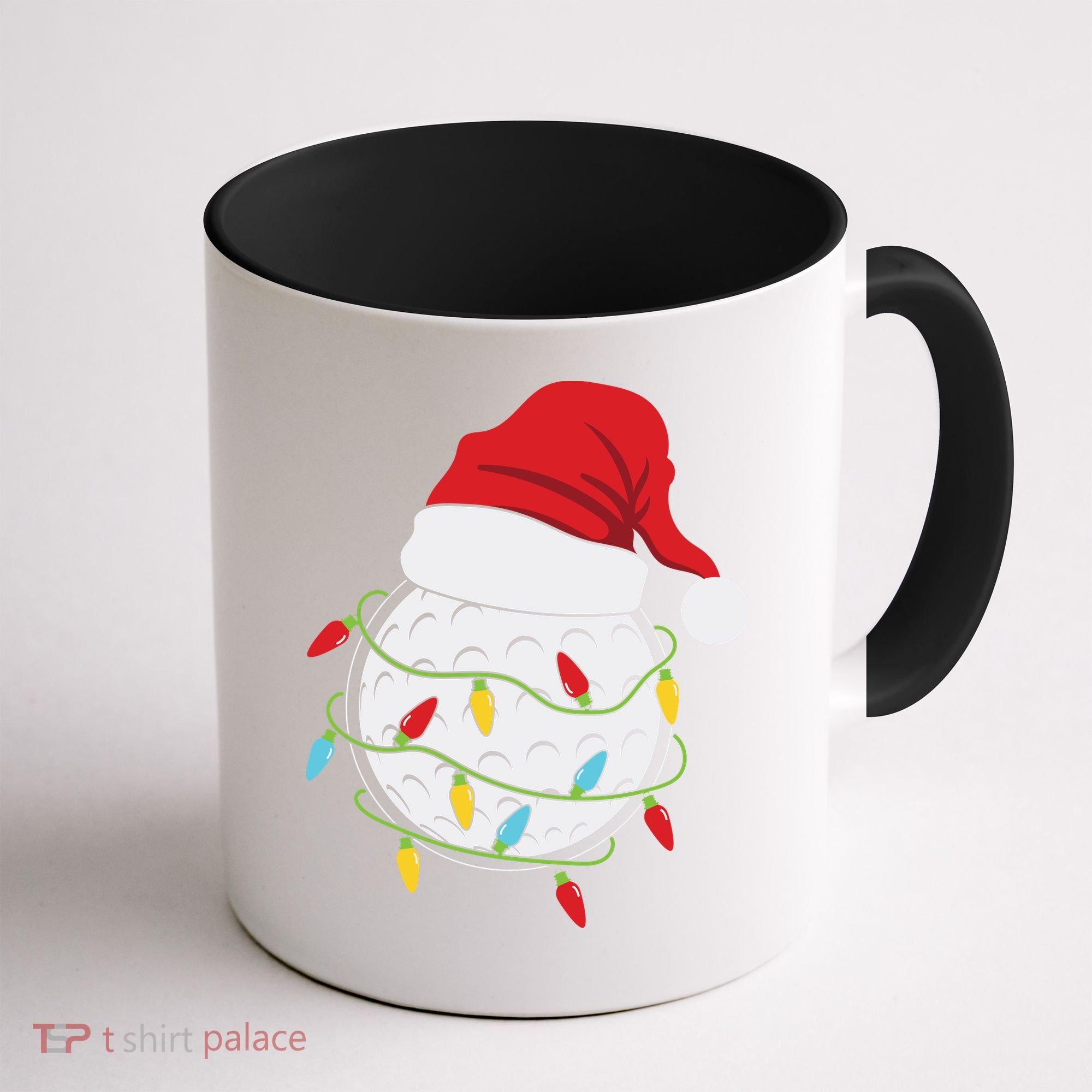 Christmas Golf Lights Santa Hat Funny Xmas Holiday Coffee Mug