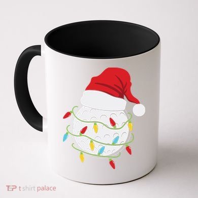 Christmas Golf Lights Santa Hat Funny Xmas Holiday Coffee Mug