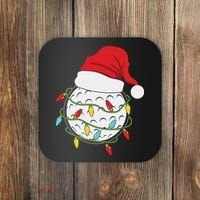 Christmas Golf Lights Santa Hat Funny Xmas Holiday Coaster thumb 0