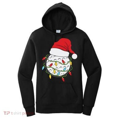 Christmas Golf Lights Santa Hat Funny Xmas Holiday Women's Hoodie