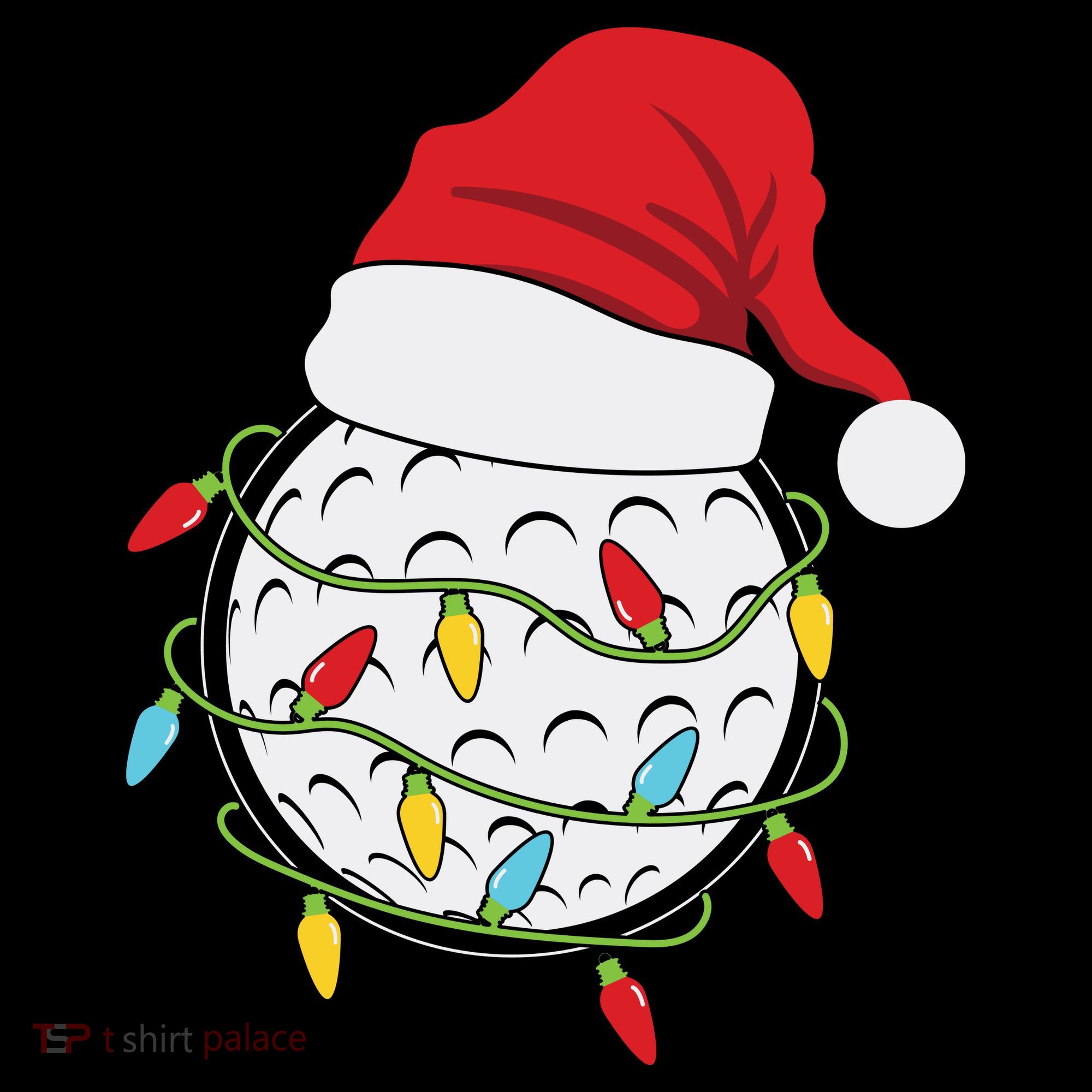 Christmas Golf Lights Santa Hat Funny Xmas Holiday Women's Hoodie