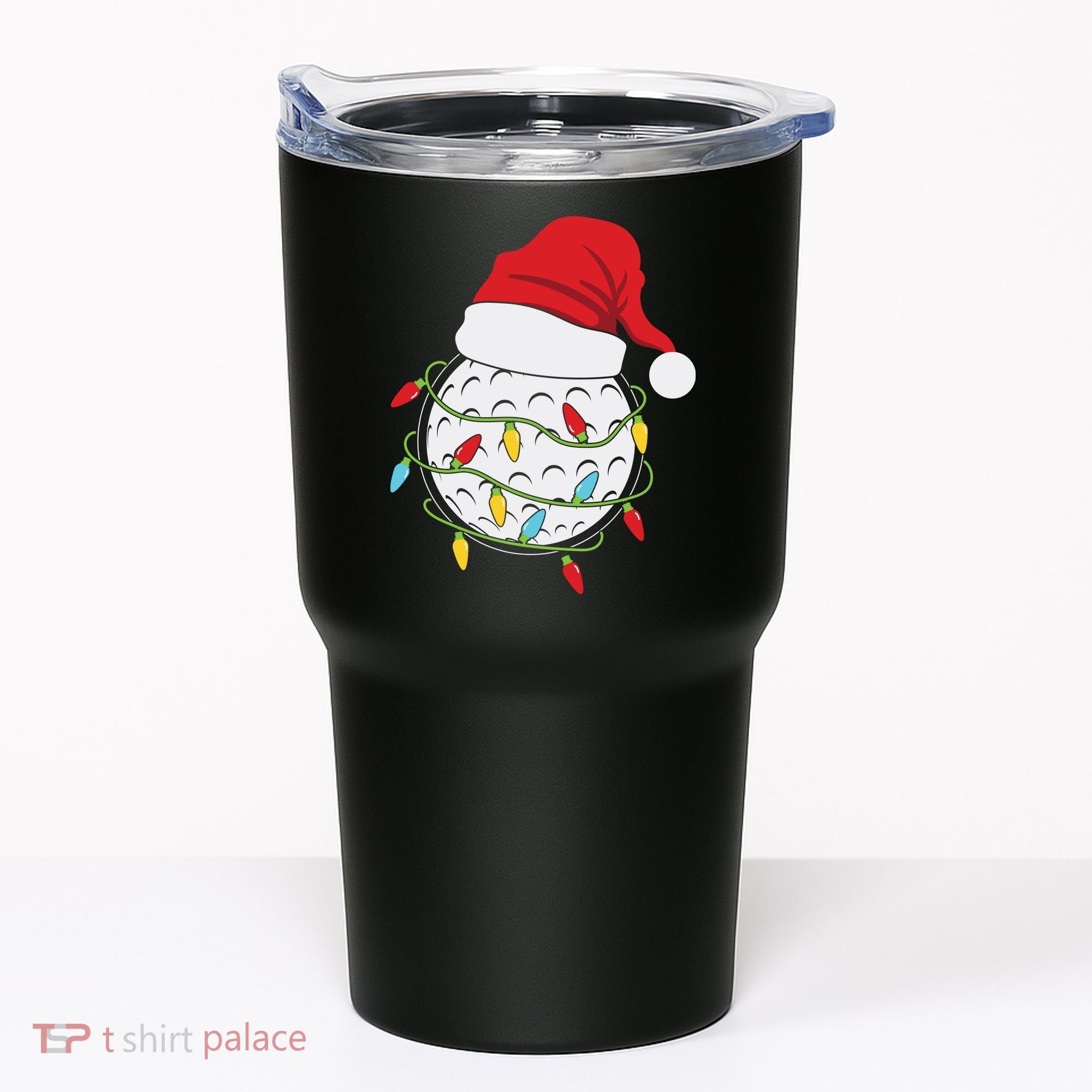 Christmas Golf Lights Santa Hat Funny Xmas Holiday Tumbler