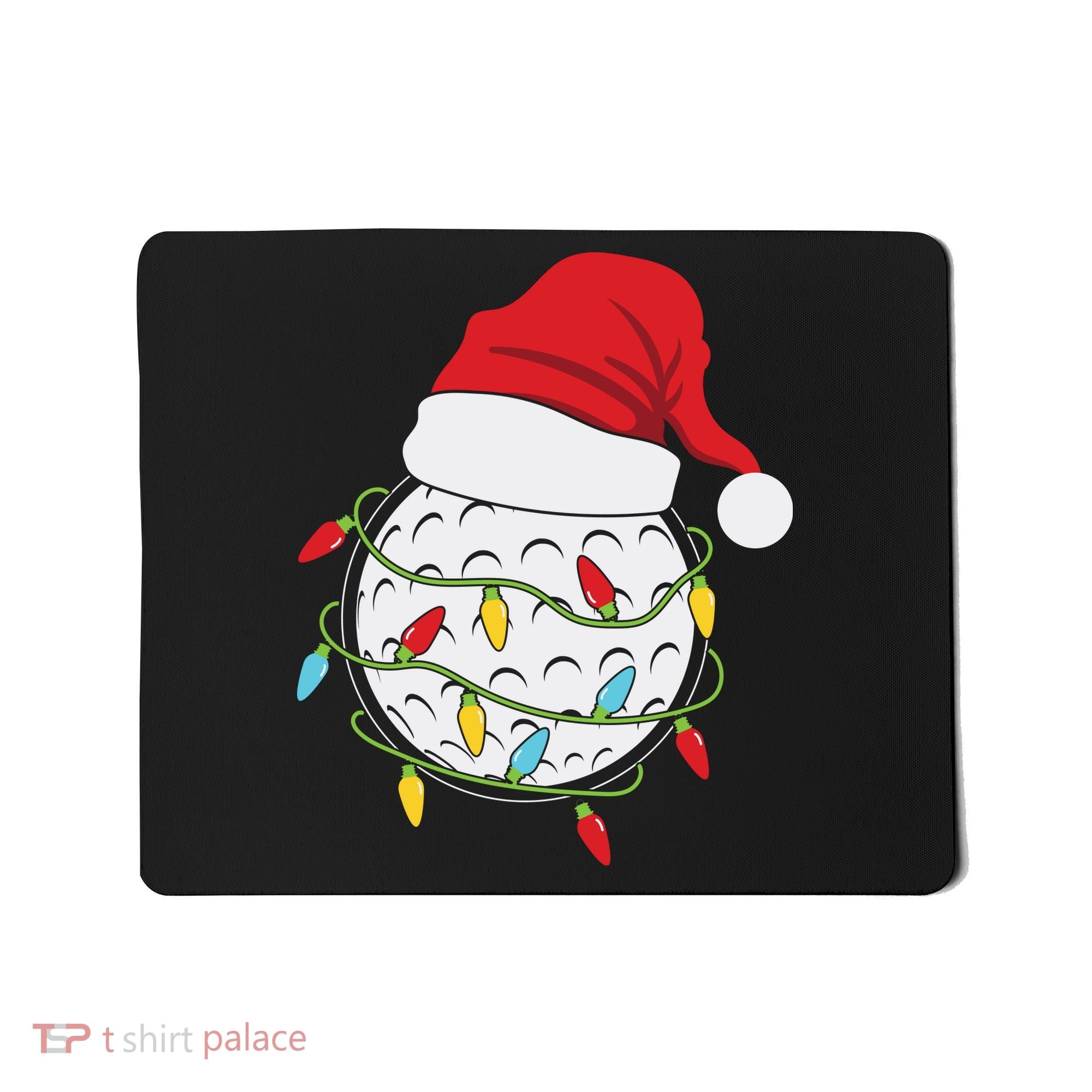 Christmas Golf Lights Santa Hat Funny Xmas Holiday Mousepad