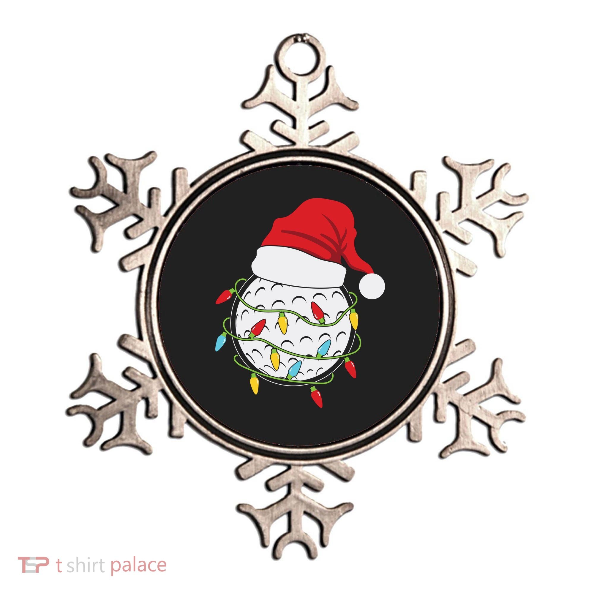 Christmas Golf Lights Santa Hat Funny Xmas Holiday Ornament