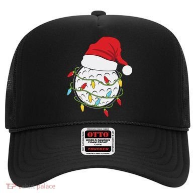 Christmas Golf Lights Santa Hat Funny Xmas Holiday Hat