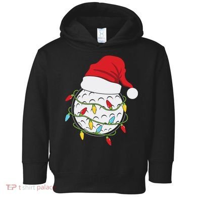 Christmas Golf Lights Santa Hat Funny Xmas Holiday Toddler Hoodie