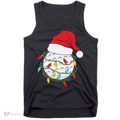 Christmas Golf Lights Santa Hat Funny Xmas Holiday Tank Top