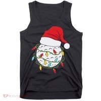 Christmas Golf Lights Santa Hat Funny Xmas Holiday Tank Top thumb 0