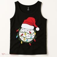 Christmas Golf Lights Santa Hat Funny Xmas Holiday Tank Top thumb 2