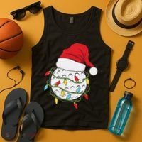 Christmas Golf Lights Santa Hat Funny Xmas Holiday Tank Top thumb 4