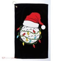 Christmas Golf Lights Santa Hat Funny Xmas Holiday Golf Towel thumb 0