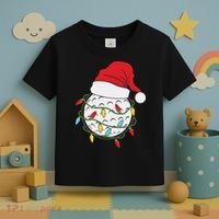 Christmas Golf Lights Santa Hat Funny Xmas Holiday Toddler T-Shirt thumb 3