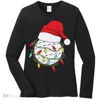 Christmas Golf Lights Santa Hat Funny Xmas Holiday Women's Long Sleeve Shirt thumb 0
