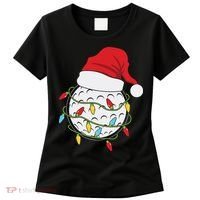 Christmas Golf Lights Santa Hat Funny Xmas Holiday Women's T-Shirt thumb 0