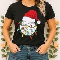 Christmas Golf Lights Santa Hat Funny Xmas Holiday Women's T-Shirt thumb 2