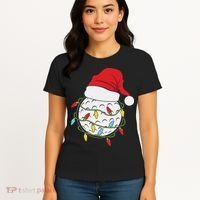 Christmas Golf Lights Santa Hat Funny Xmas Holiday Women's T-Shirt thumb 4