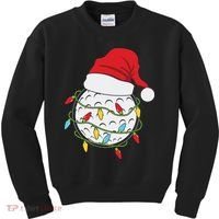 Christmas Golf Lights Santa Hat Funny Xmas Holiday Kids Sweatshirt thumb 0