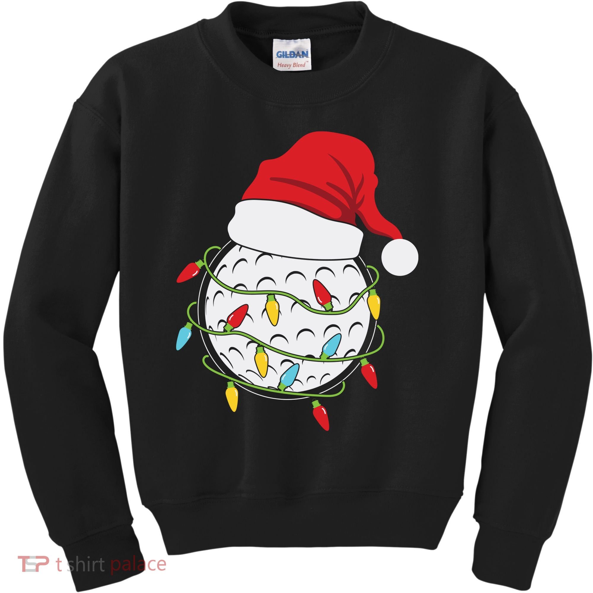 Christmas Golf Lights Santa Hat Funny Xmas Holiday Kids Sweatshirt