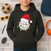 Christmas Golf Lights Santa Hat Funny Xmas Holiday Kids Hoodie thumb 2